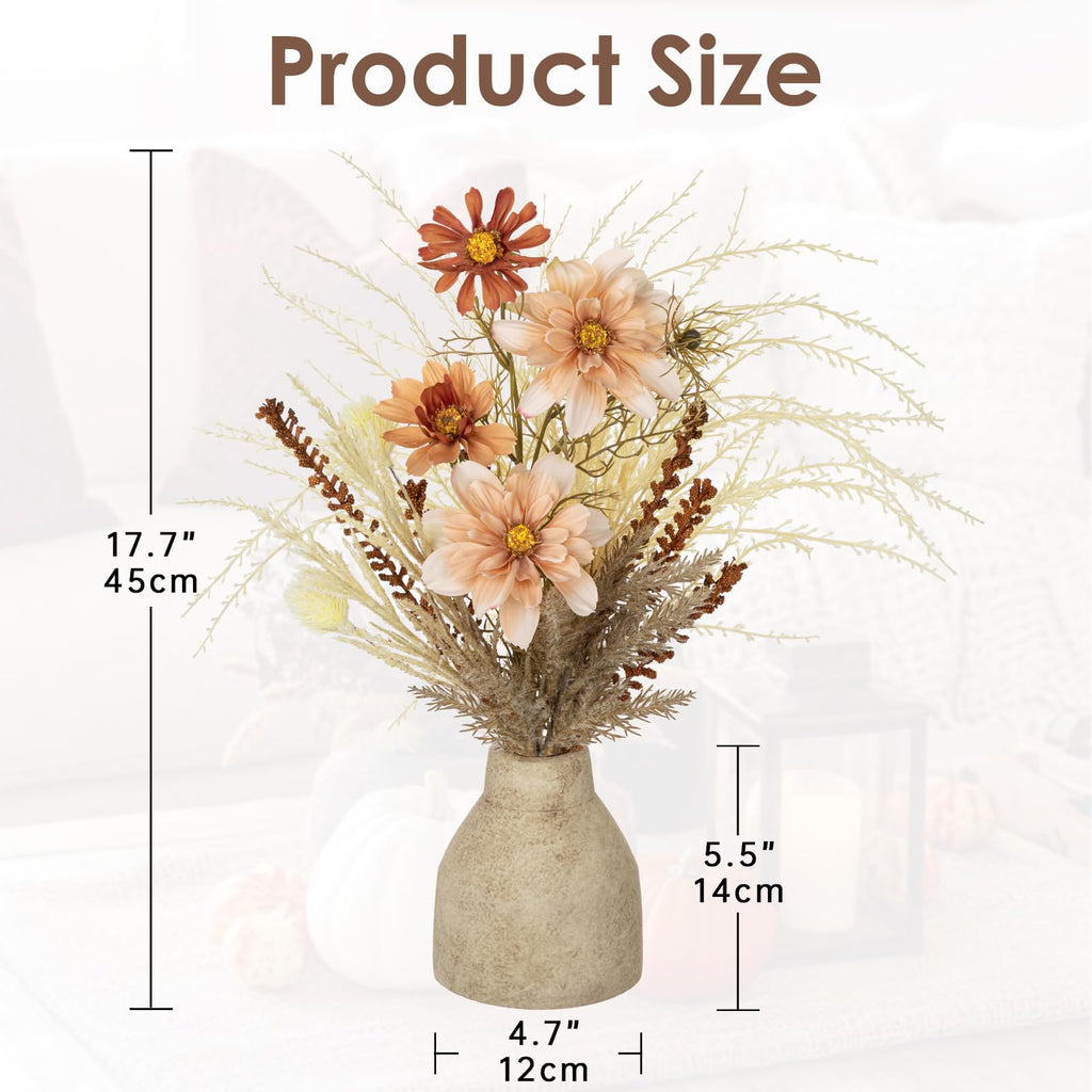 Faux Fall Pampas Grass with Vase, Fall Flowers Artificial for Decoration Arrangement Bouquet Plant in Ceramic Vase