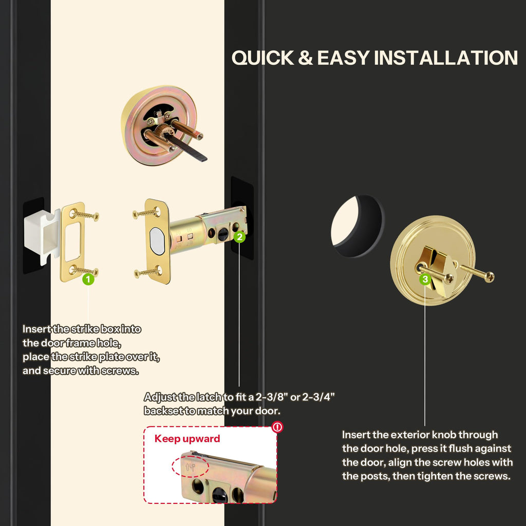 Round Design Single Cylinder Deadbolt with Keys, Exterior Keyed Dead Bolt Lock for Front Entrance Door Security