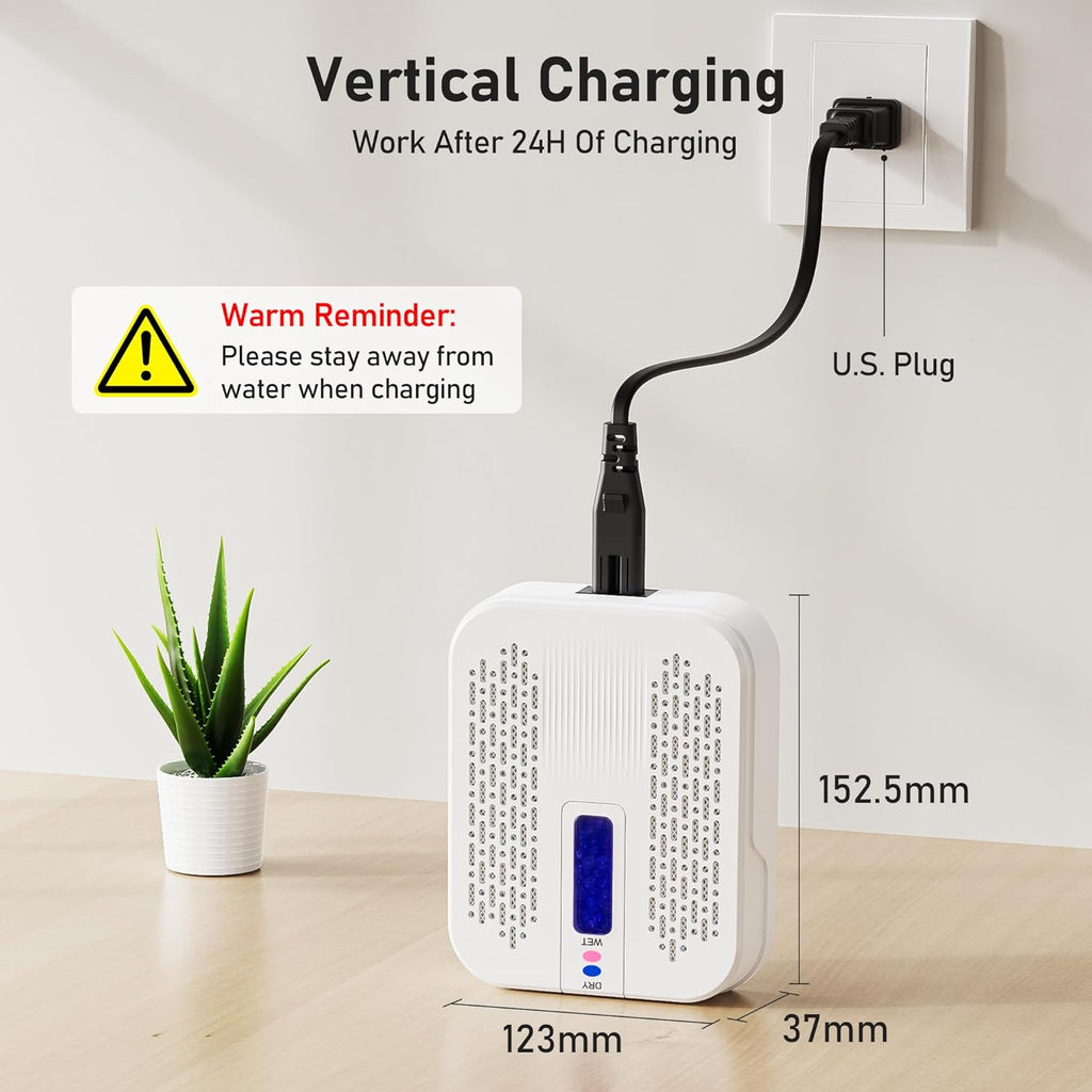 Rechargeable Small Dehumidifier, Pack of 2, Portable Mini Dehumidifier for Bathroom, Highly Efficient Dehumidification