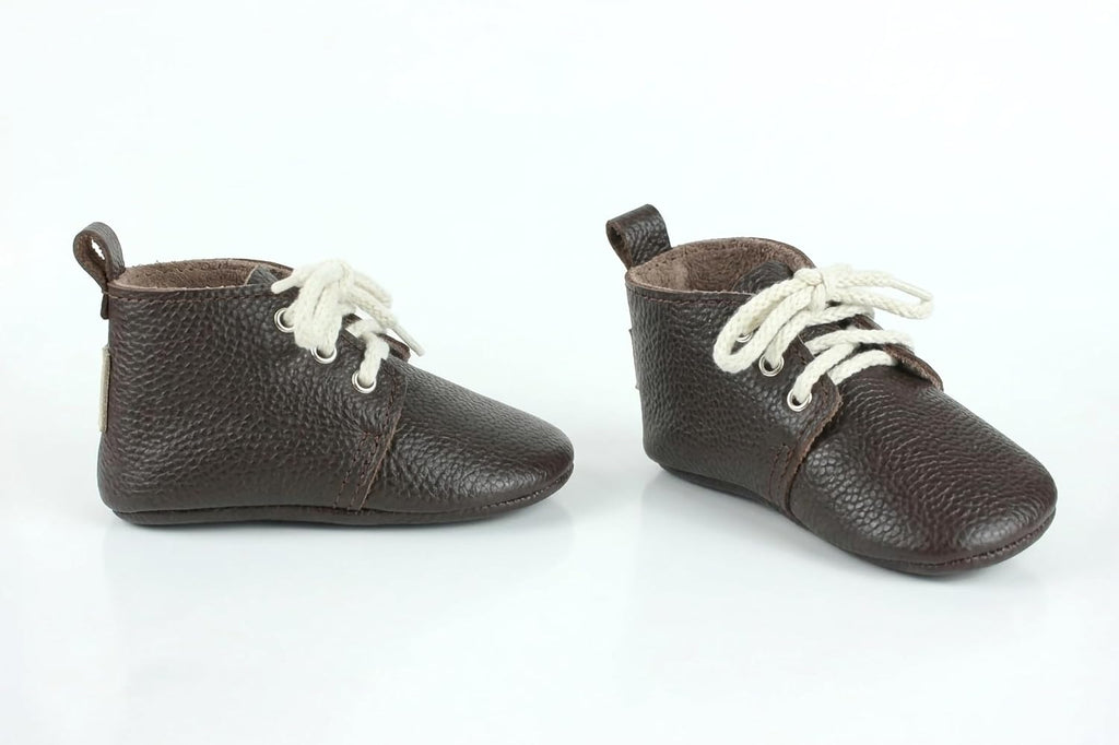 Dark Brown Leather Baby Booties Moccasins Shoes