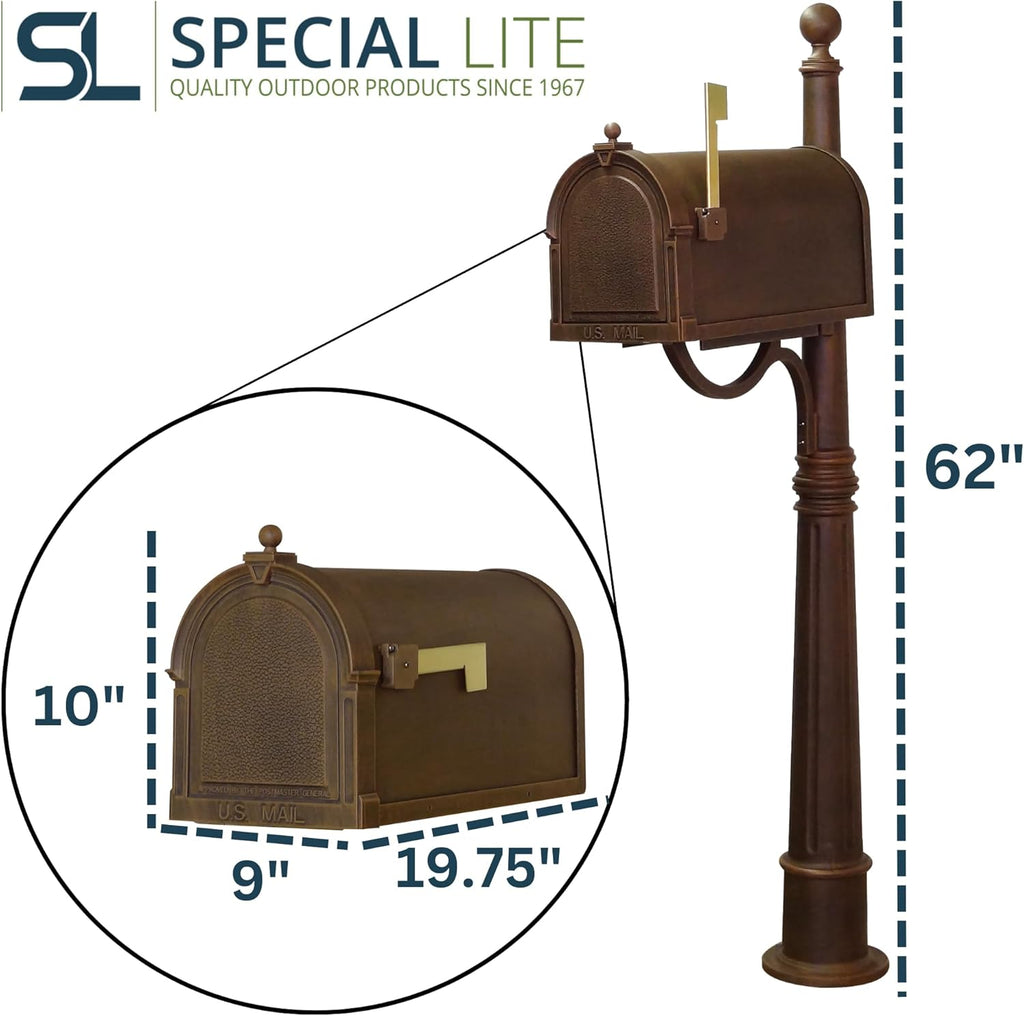 Berkshire Curbside Mailbox with Aluminum Post - Copper Mailbox with Ashland Post