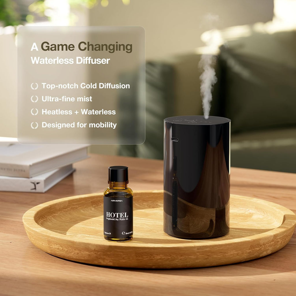 ANZ Waterless Essential Oil Diffuser Starter Kit, Black