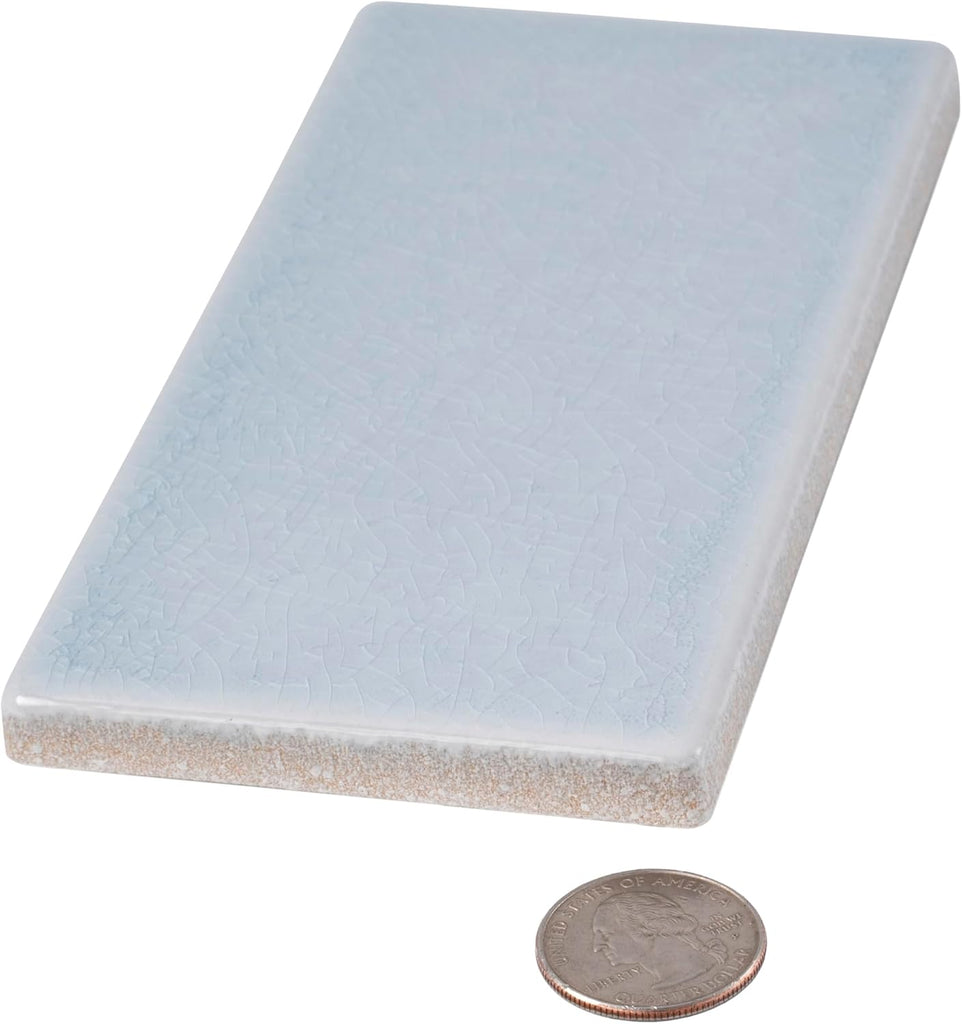 Crackle Subway Ceramic Tile Blue 3x6 Polished 5 sq ft/case 40-Pack | Glazed decorative sheets. Kitchen backsplash