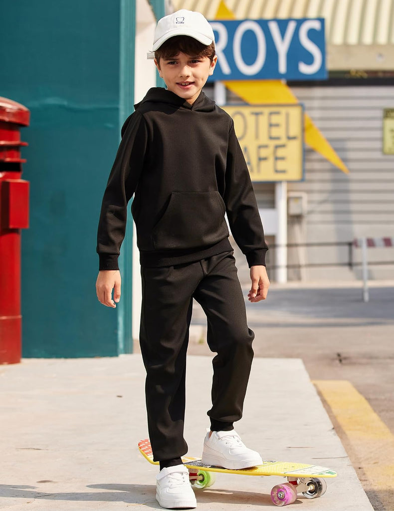 Boys Athletic Sweatsuit Pullover Hoodie Sweatshirt and Joggers Set
