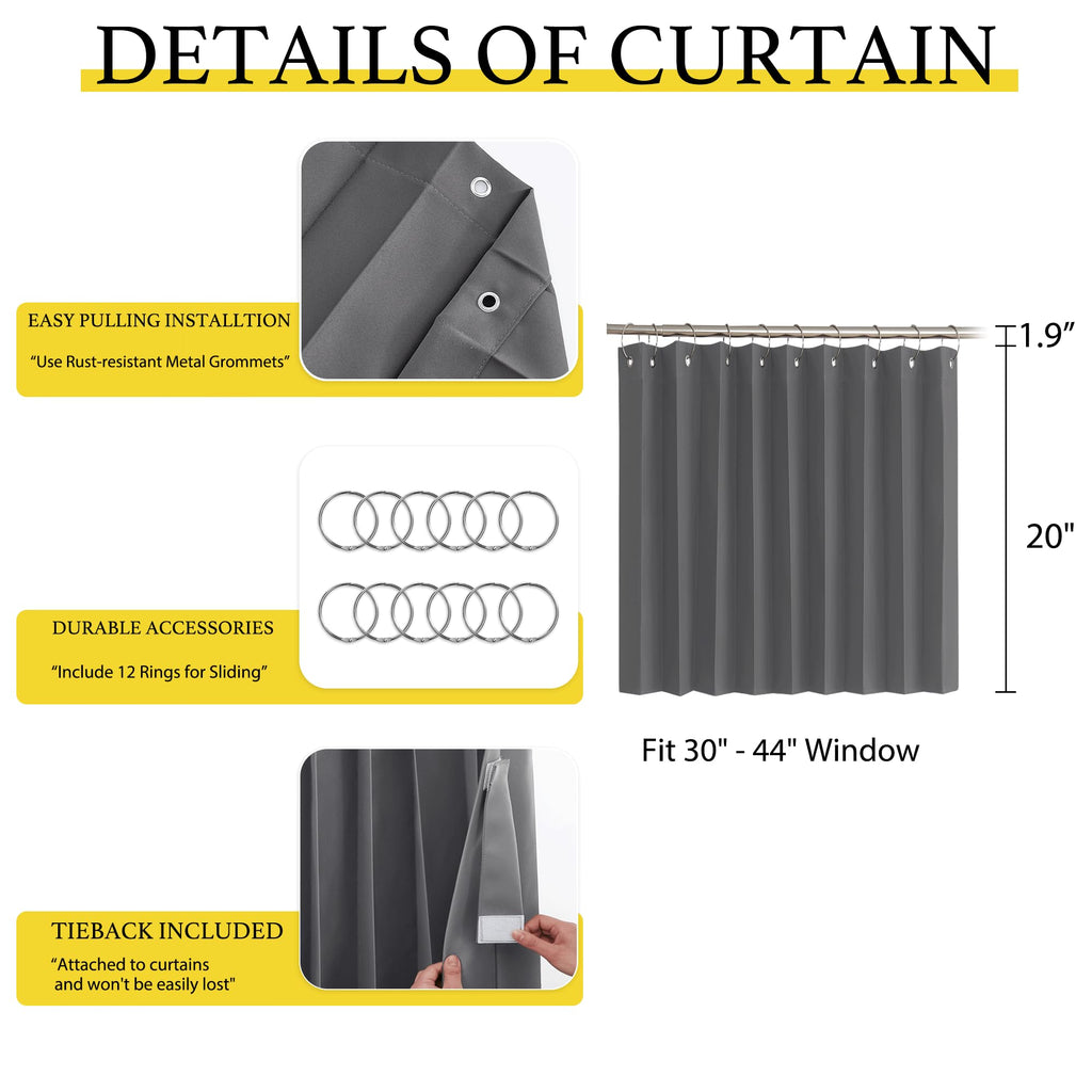 Blackout Curtain Valance for Small Windows, Accordion Style Short Door Curtains for Classroom Privacy, Thermal