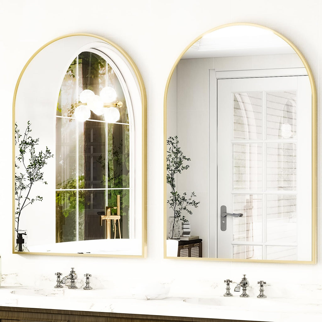 Arched Wall Mirror 30"x40" Gold Arch Bathroom Vanity Mirror