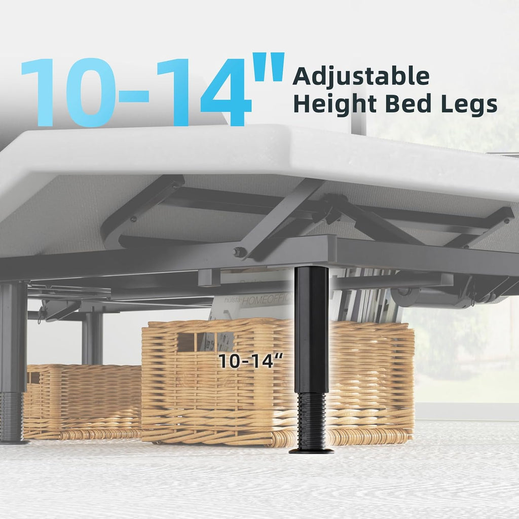 King Adjustable Bed Base Frame, Massage & Wireless Remote, Dual USB Ports,Ergonomic Upholstered Bed Frame, Lift