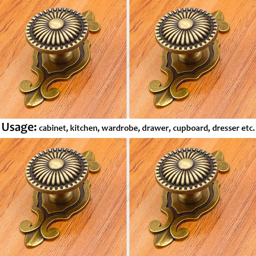 Antique Brass Cabinet Knobs, Vintage Drawer Pulls with Backplate, Antique Gold Mushroom Knobs