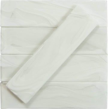 Oasis Tile Elegant Swirl Porcelain Cloud White 3x12 Glass Subway Tile