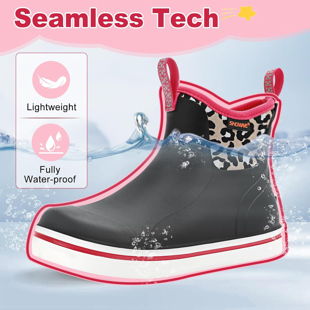 Rain Boots Kids Waterproof Deck Boots Girls Boys Mud Booties