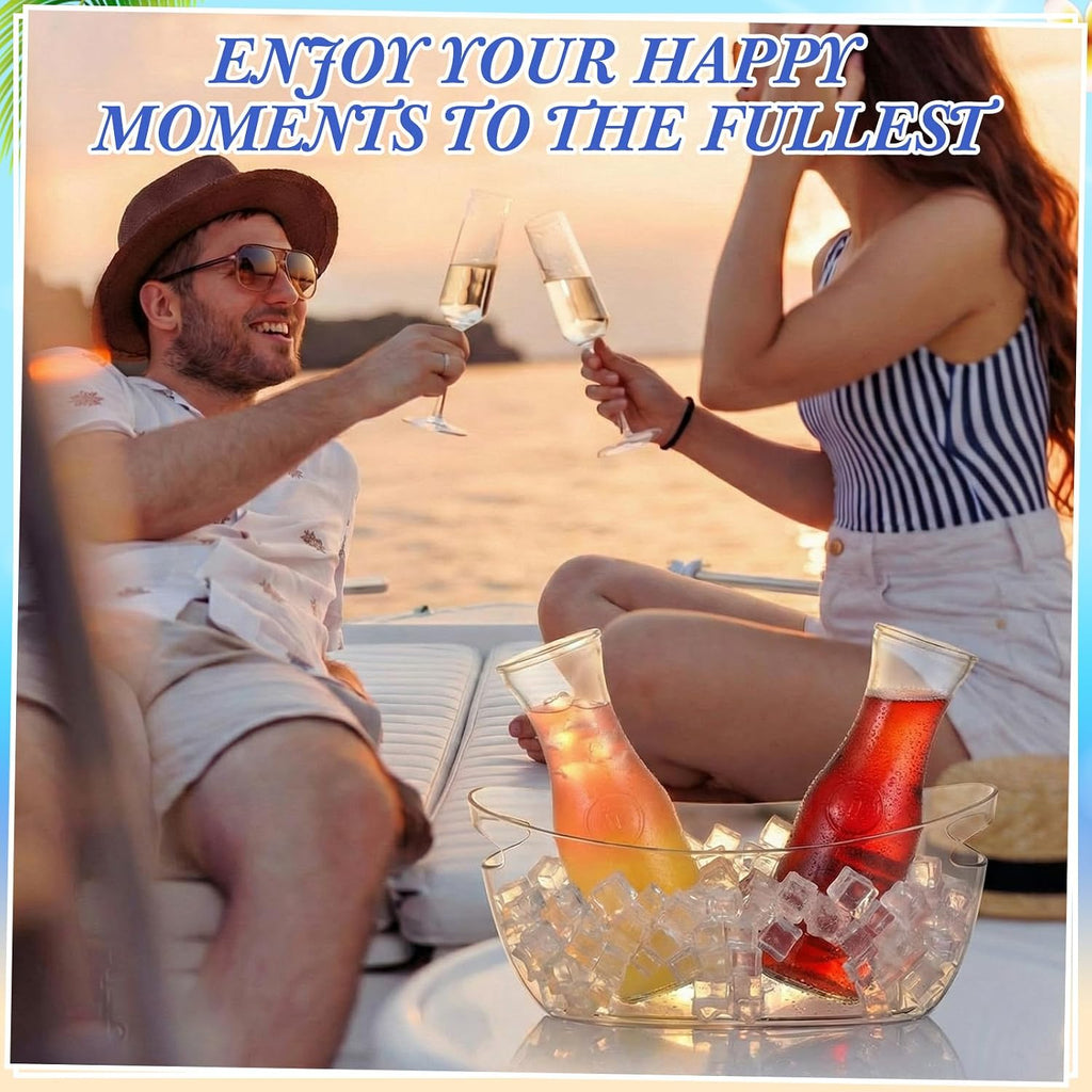 2 Sets Ice Buckets for Parties, 5.5 L Clear Acrylic Ice Bucket with 2 Glass Carafe and Scoops for Champagne Beer