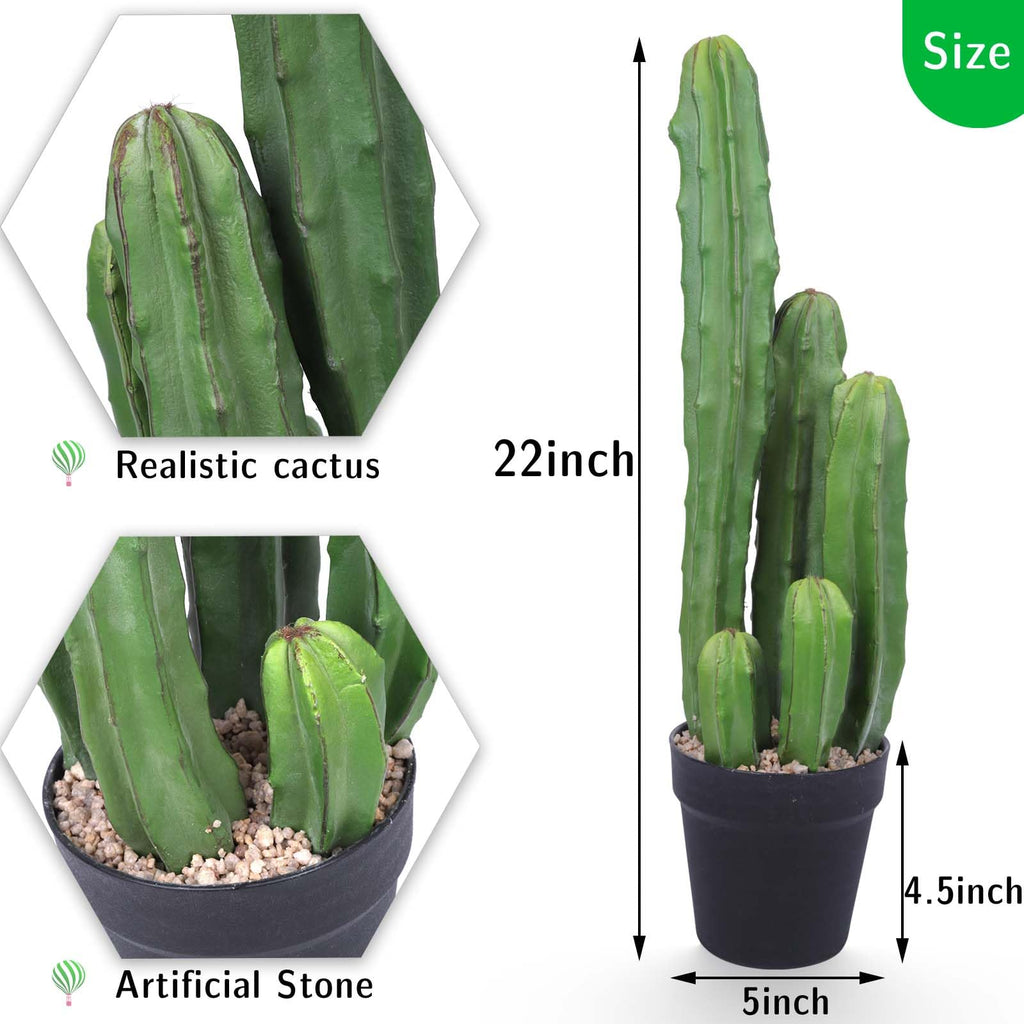 Artificial Cactus 22 Inch Fake Cacti Faux Plant with Black Planter Garden Store Office Floor Decoration