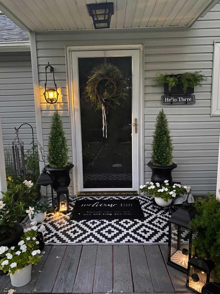 4ft Artificial Cedar Topiary Trees for Outdoor Front Porch Door, 4 Feet Faux Potted Plants Evergreen Fake Pine