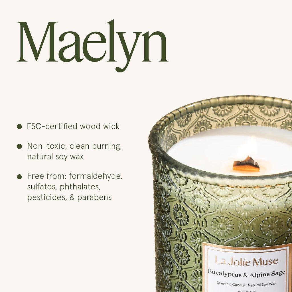 Eucalyptus Sage Fresh Scented Candles, 19 oz Soy Wax - Set of 194
