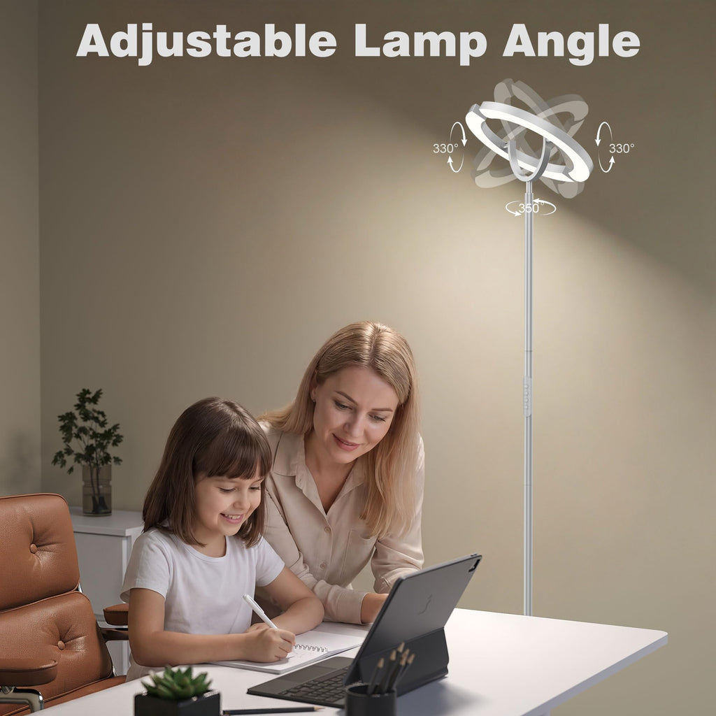 30W LED Floor Lamp, 350° Rotating Reading Standing Lamp with Remote Control, Stepless Dimmable Modern