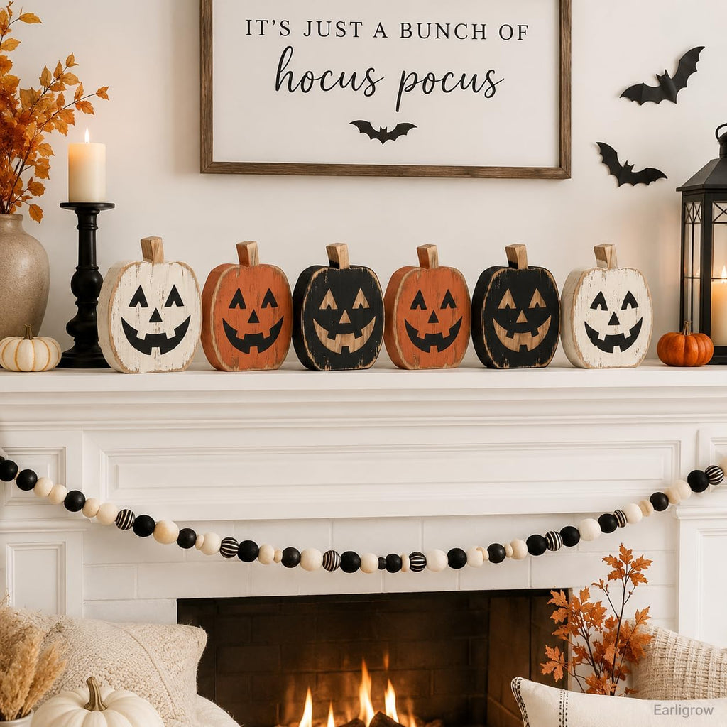 Halloween Pumpkin Decor Indoor, Halloween Decorations Kitchen - Set of 6