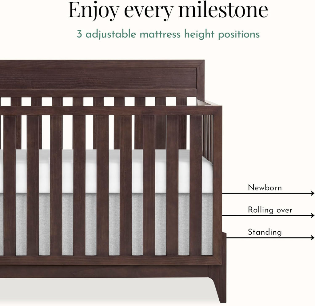 Atlas 5-in-1 Convertible Full-Size Baby Crib in Chestnut, GreenGuard Gold & BSA, Timeless Modern Minimalist, 3
