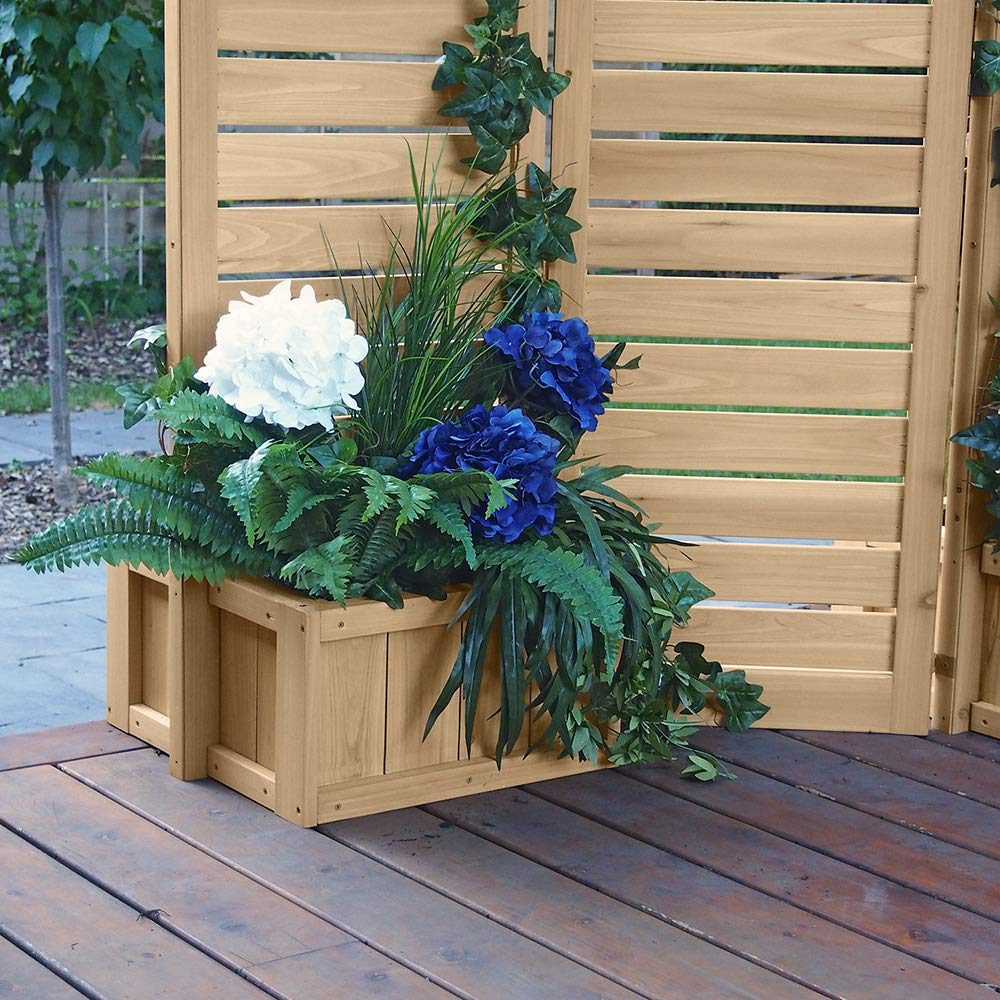Fusion Privacy Planter Screen with 3 Panels and Planter Boxes, Cedar