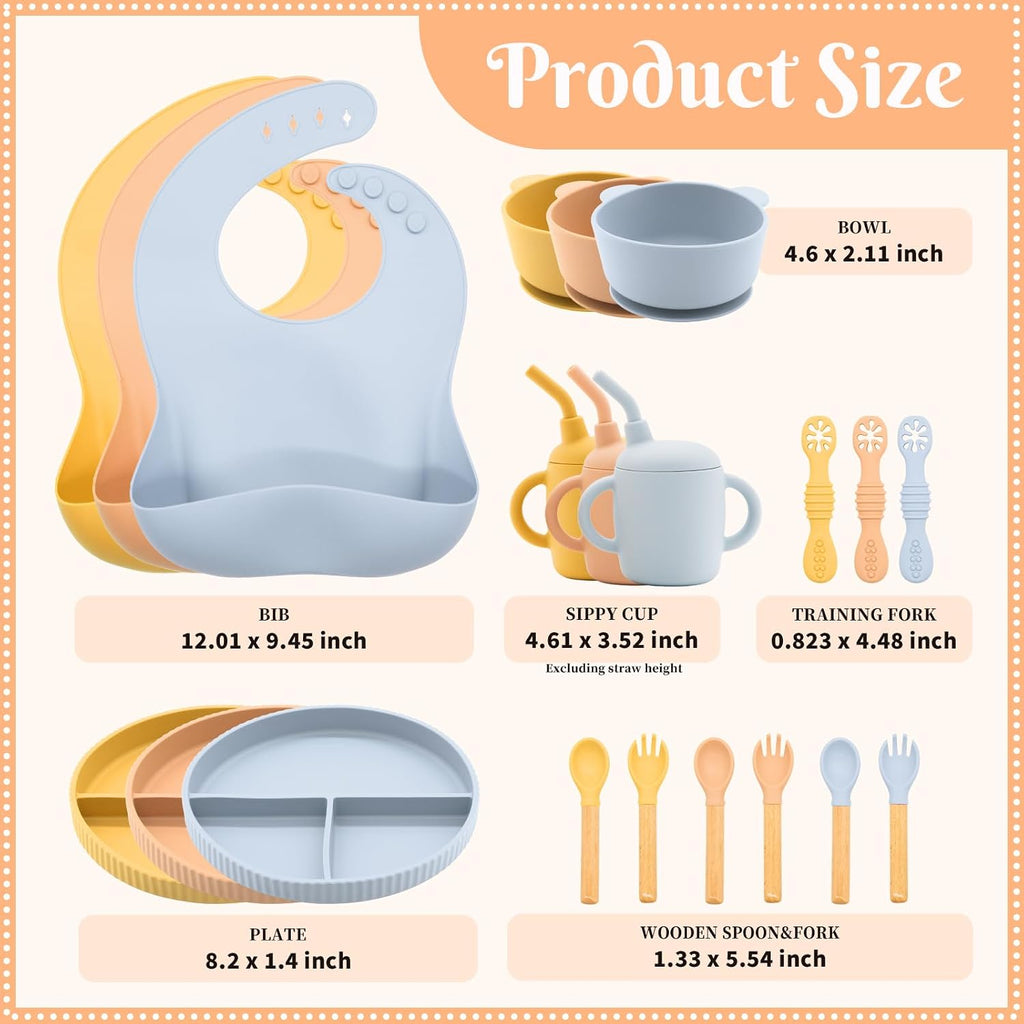 Feeding Set 21 Pcs, Baby Led Weaning Supplies, Baby Feeding Supplies Set BPA Free, Essentials for Newborn Gift Mixed