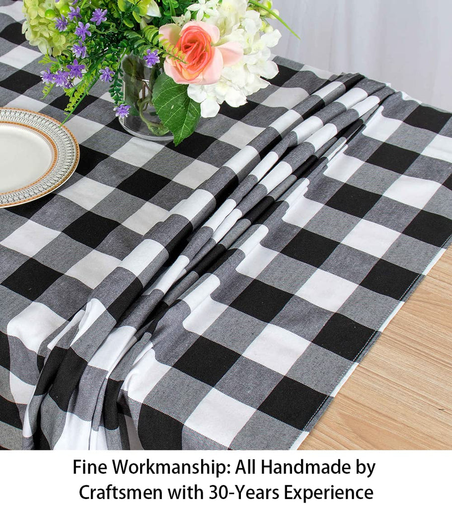Checked Square Tablecloth 54x54-Inch Black and White Buffalo Plaid Tablecloth Washable Cotton Table Cover Gingham
