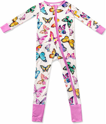 Butterfly Print Viscose from Bamboo Baby Footie Pajamas
