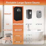 Upgraded Portable Sauna for Home, Large Size Personal Sauna Box with 3L 1300W Steamer, Big Folding Chair