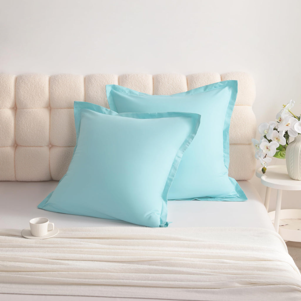 Euro Pillow Shams, Set of 2, Microfiber, Light Blue
