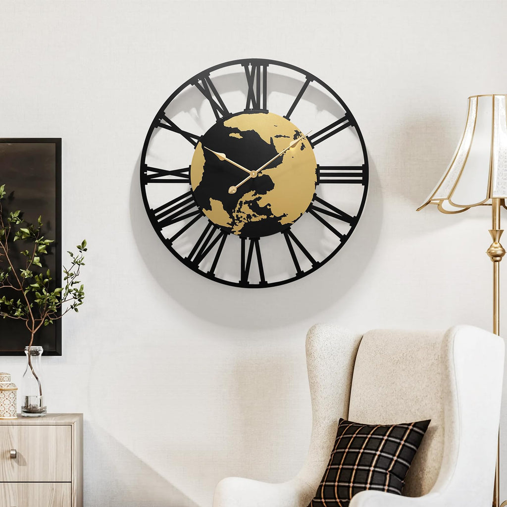 Large Wall Clocks Decor, World Map Large Round Wall Clock 30 Inches Or Larger Clock /Living Room/Kitchen/Dining Room