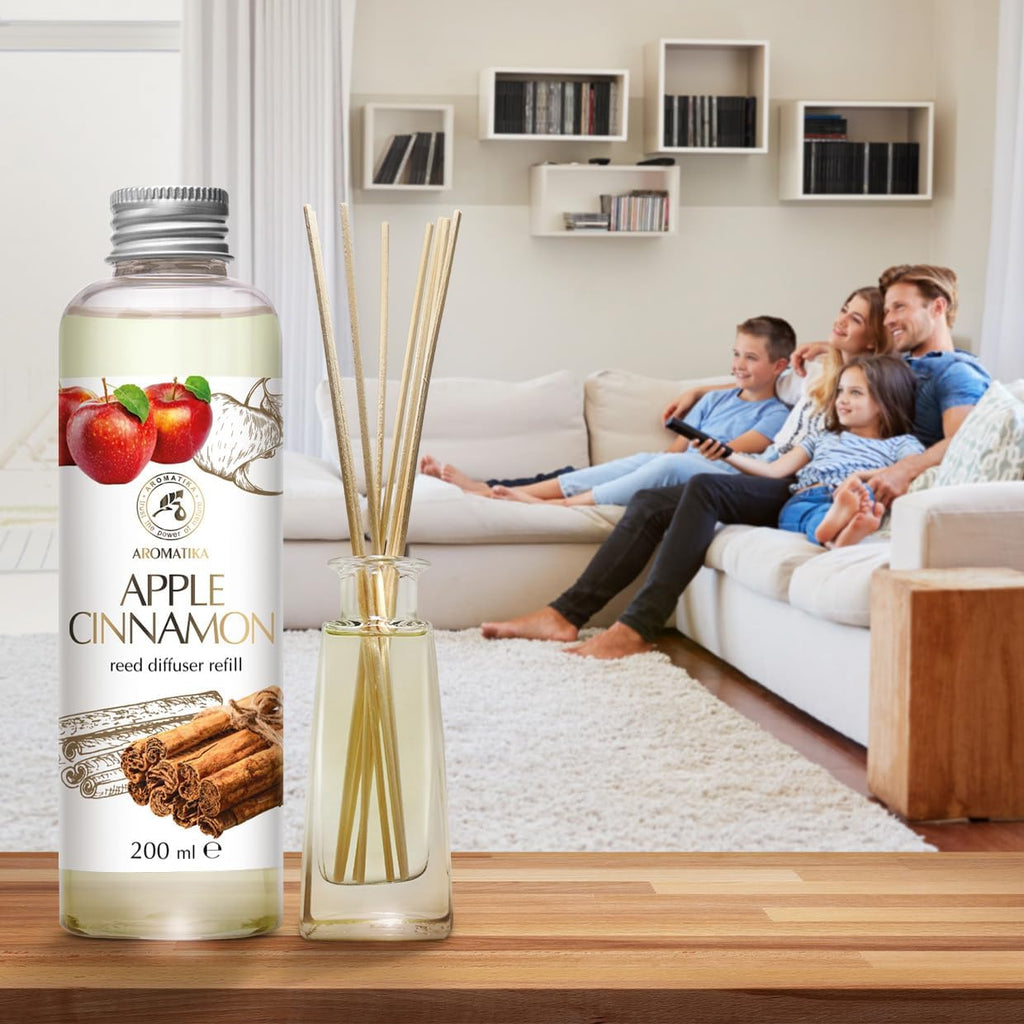 Reed Diffuser Refill Apple-Cinnamon 6.8Fl Oz - Room Fragrance with Cinnamon Essential Oil - Home Fragrance - Air - Set of 68