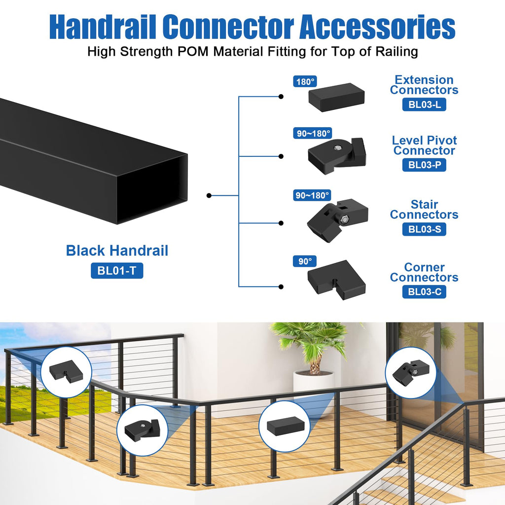 2Pack 10FT Stainless Steel Black Cable Railing Handrail