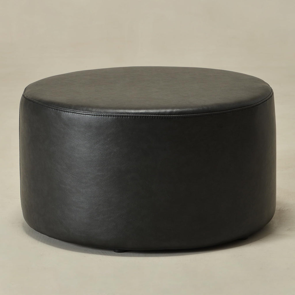 Modern Faux Leather Round Ottoman (24" D x 24" W x 13" H)