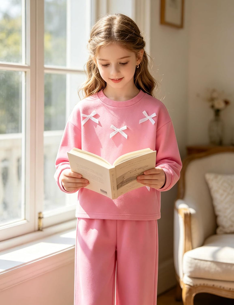 Baby Girl Clothes Long Sleeve Bowknot Top Wide Leg Long Pants Toddler Girl Fall Winter Outfit Cute Kids Clothing Set