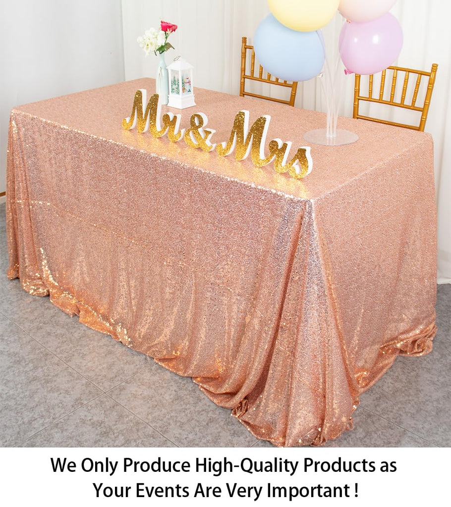 Sequin Tablecloth Rose Gold 60x102-Inch Rectangular Sequin Tablecloth Overlay for 6FT Table Glitter Tablecloth Cover