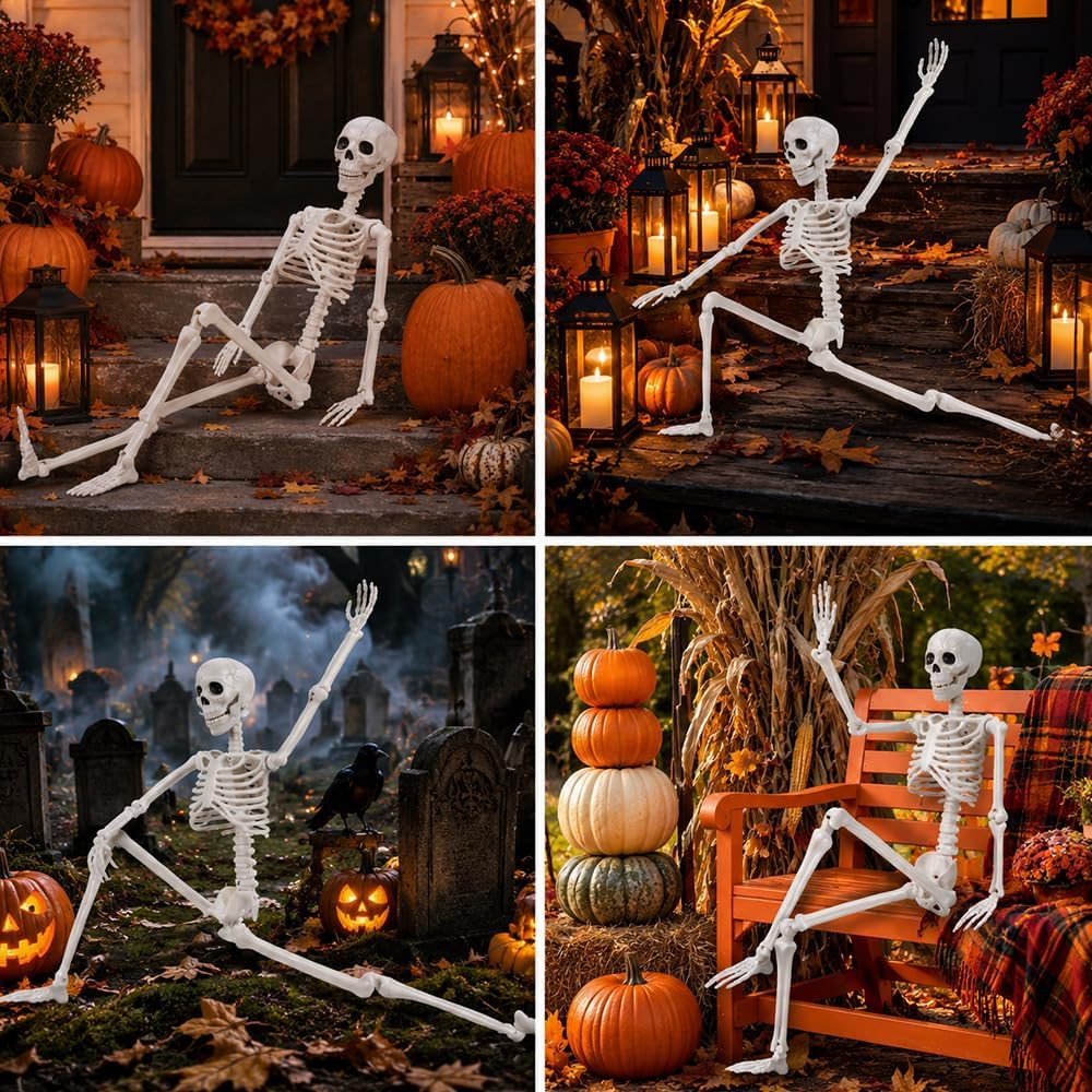 36'' Halloween Full Body Posable Skeletons Outdoor Decoration - Set of 2