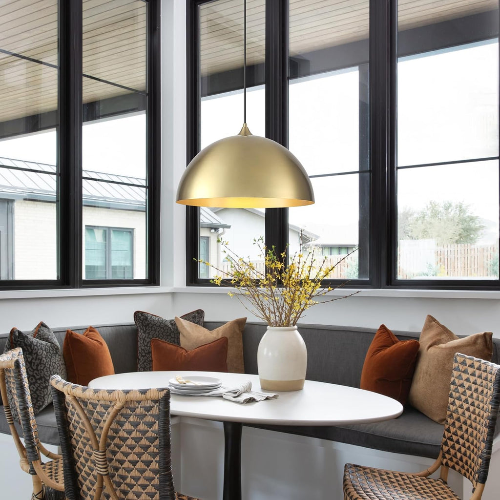Gold Pendant Light 15.7", Modern Pendant Lights Kitchen Island, Large Farmhouse Hanging Lamp for Dining Room Bedroom