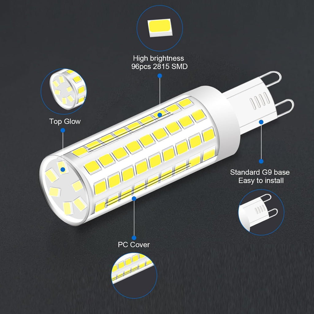 G9 T4 Dimmable LED Bulb 7W 120V Cool White 6000K 5-Pack