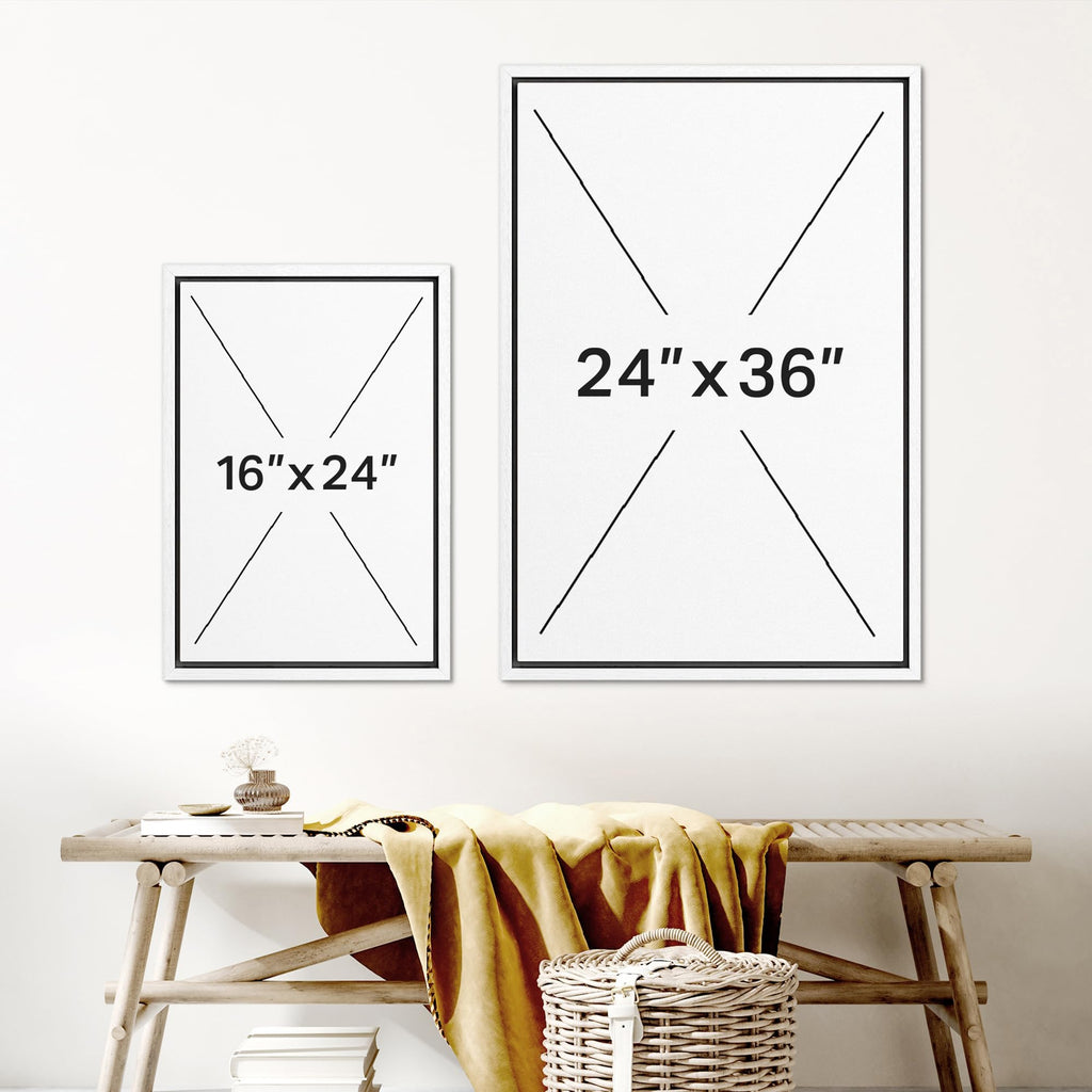 Framed Canvas Print Wall Art Set Mid-Century Modern Red & Blue Geometric Color Blocks Abstract Shapes Illustrations