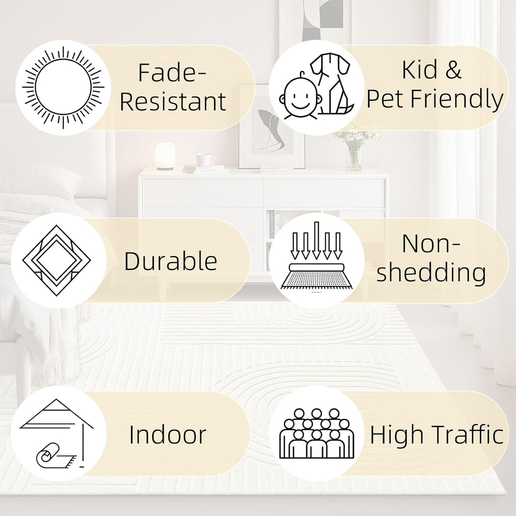 Beige Solid Area Rug, Washable Rugs Bedroom