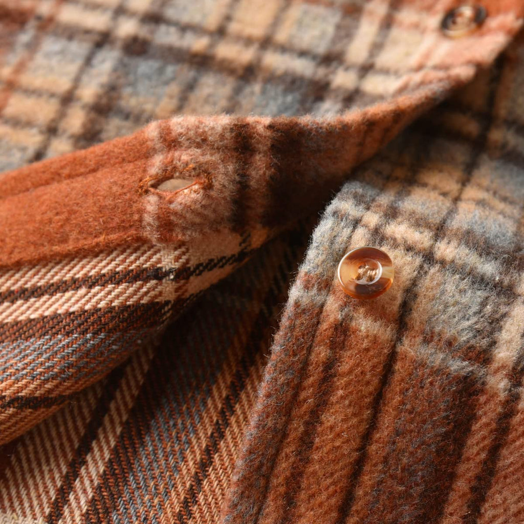 Little Kids Baby Boy Girl Long Sleeve Button Down Plaid Shirts Fall Winter Flannel Shacket Jackets Tartan Tops