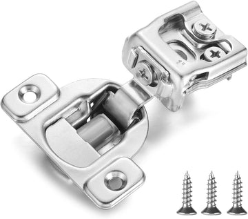 (4 Pack) 1 Inch Overlay Soft Close Cabinet Hinges, Kitchen Concealed Hinges for Face Frame Door, European Hinges with Brushed Nickel