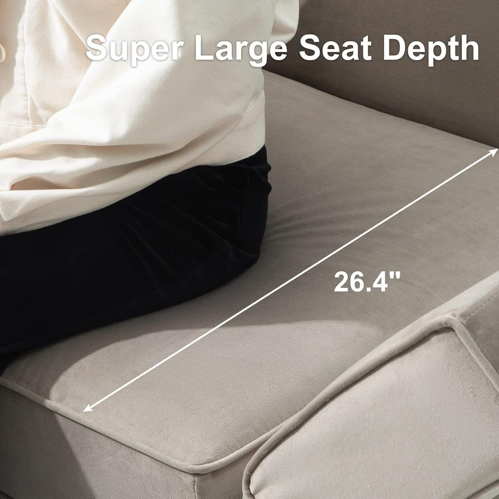 Modular Sofa Couch with Storage Seats Velvet 3 Seater Sofa Grey