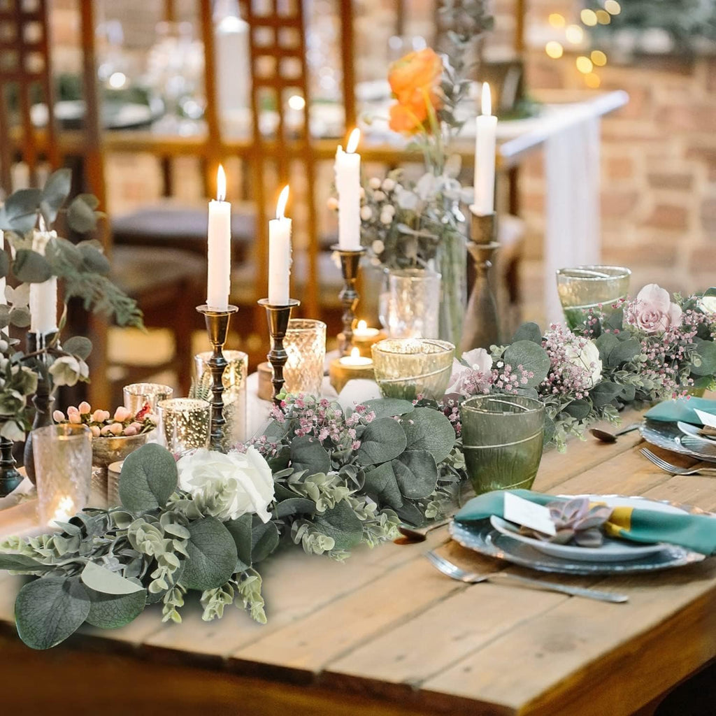 6.2 Ft Long Faux Eucalyptus Greenery - Wedding Arch Summer Decor - Lambs Ear & Magnolia Garland