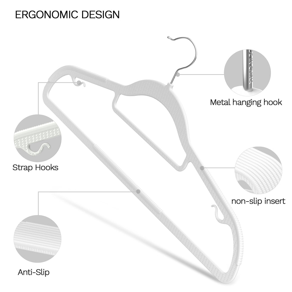 60 Pack Thin Space Saving Hangers, Slim Clothes Hangers with Raised Textured and 360° Hook - Plastic Hanger, Closet