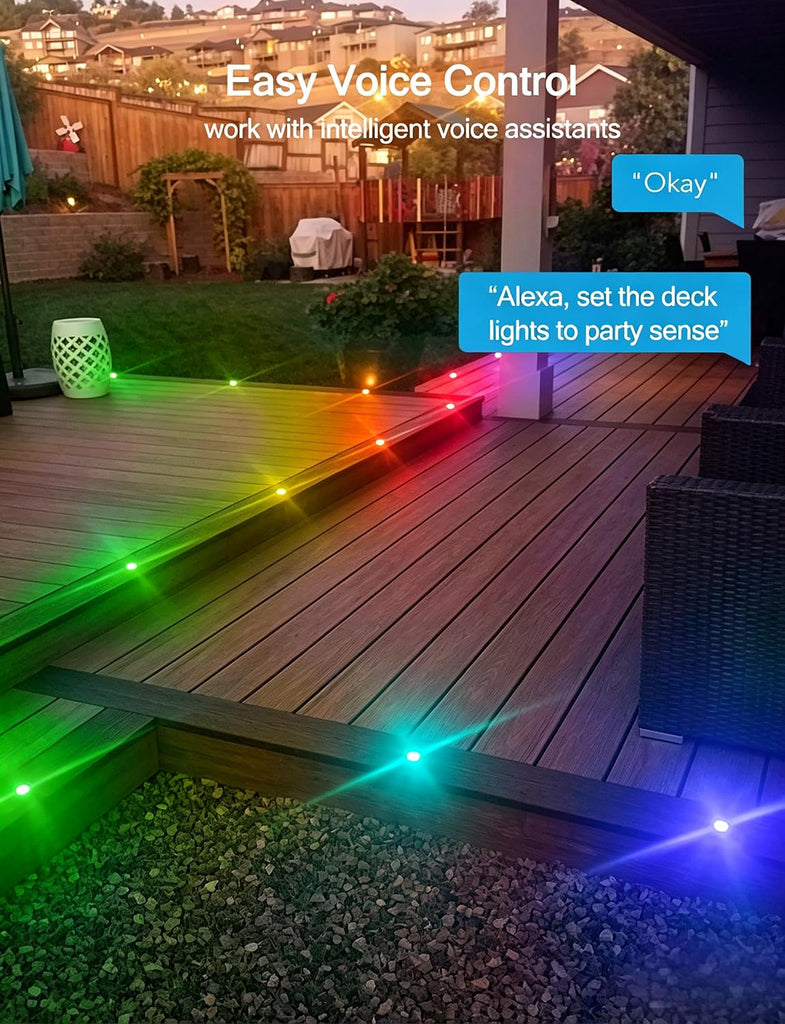 LED Deck Lights Kit, 30 Pack 1.22" WiFi Smart RGBW+IC Multicolor