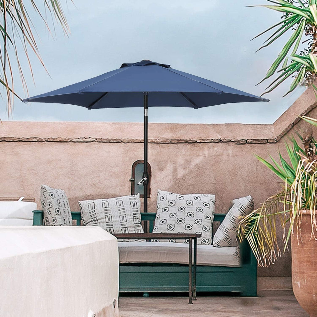 9FT Patio Umbrella Outdoor Table Umbrella,Market Umbrella with Push Button Tilt and Crank Pool, No Base (Navy Blue)