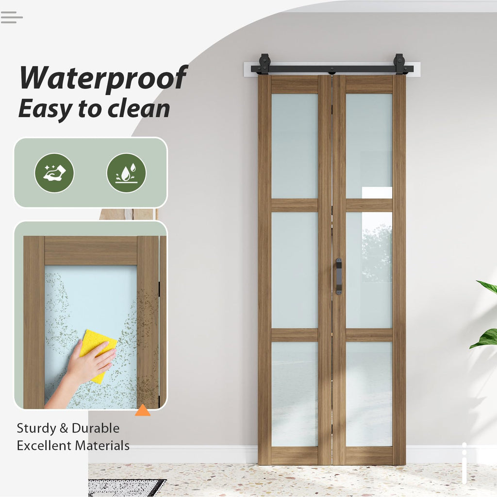 Frosted Glass Bifold Barn Doors 36X96(Double 18x96), Bifod Door