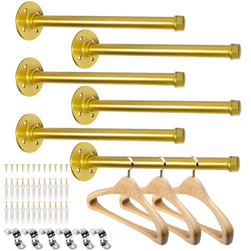 12 Inch Industrial Pipe Clothes Bars, Heavy Duty Wall Mounted Clothes Rack for Hanging Clothes, Closet & Laundry Room