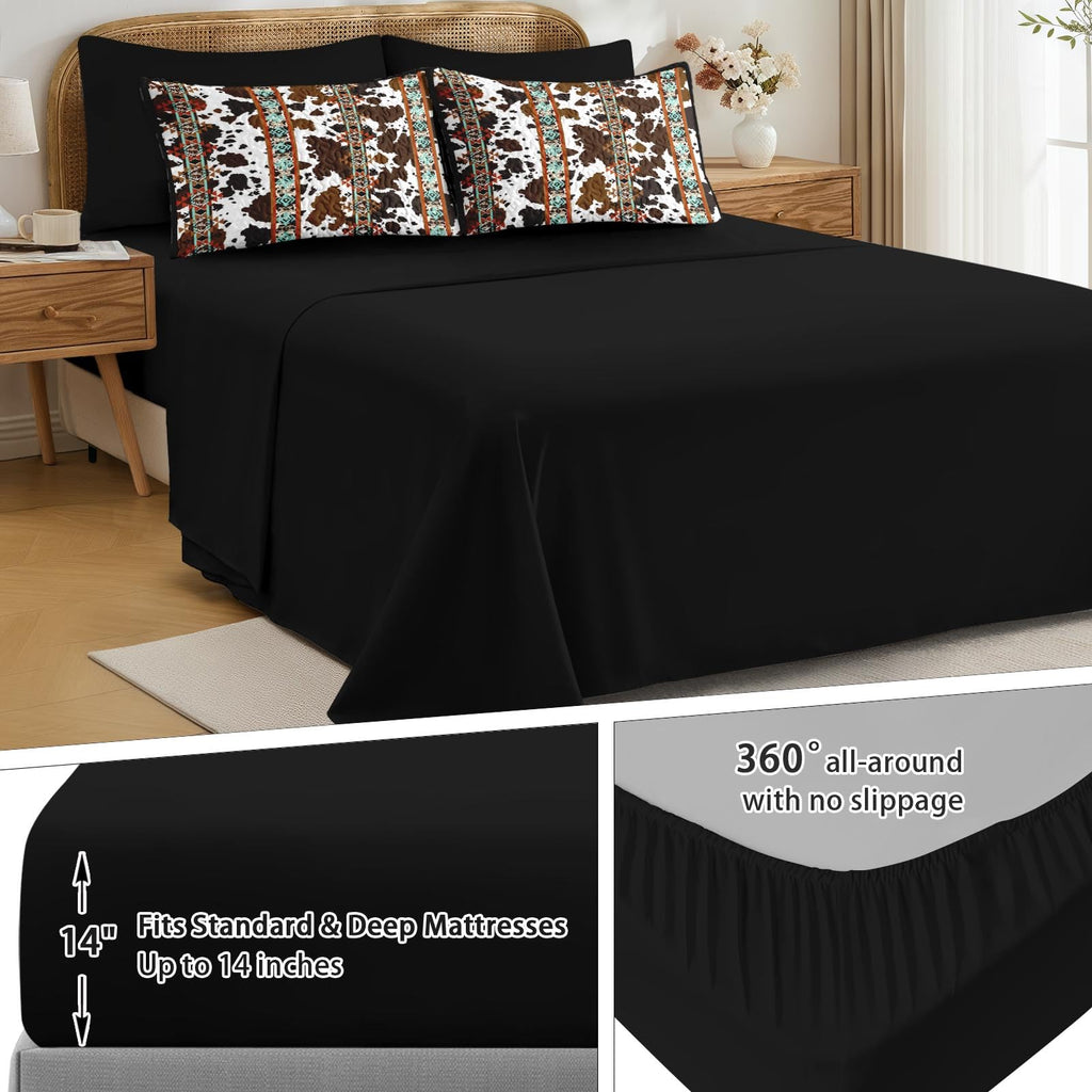 Quilt Set, 7 Pieces Western Cow Bedding, Bedspread