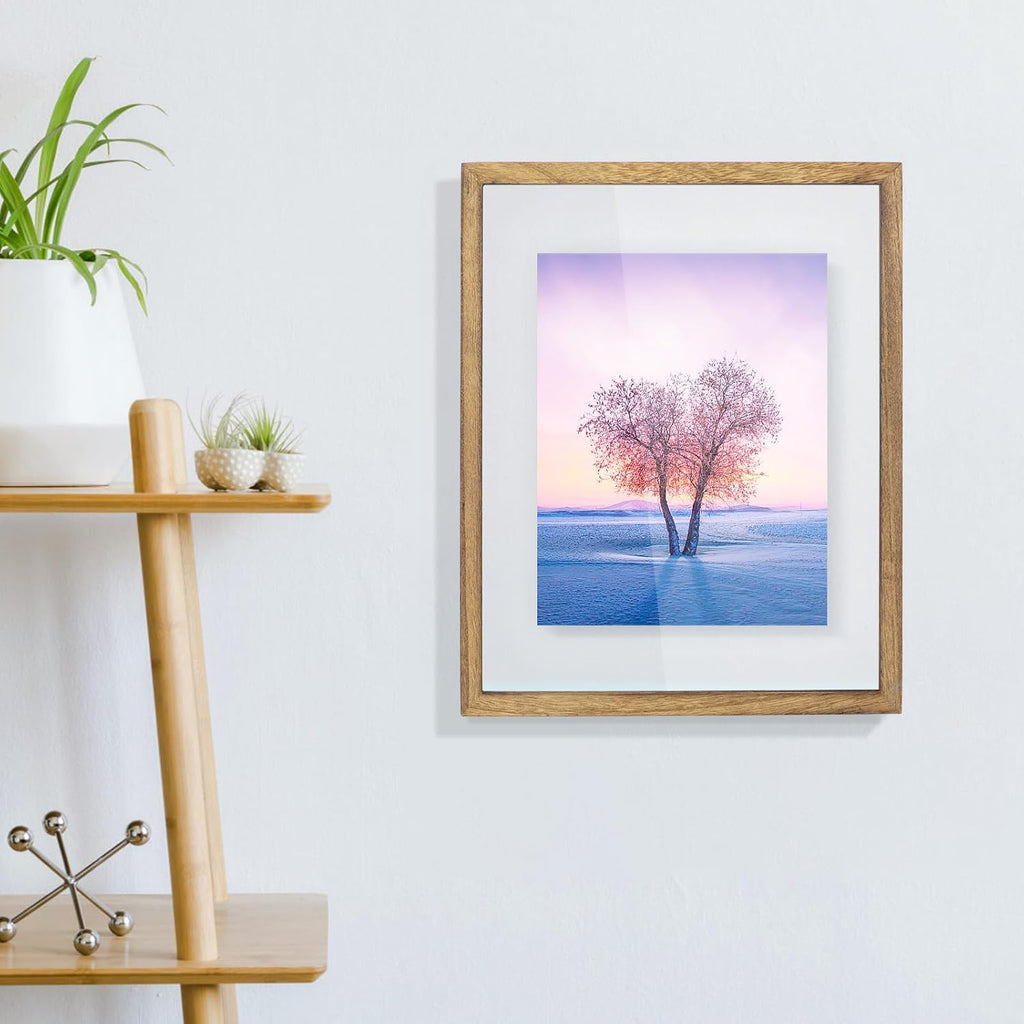 11x14 Floating Photo Picture Frame, Floating Display for Photos 8x10, 7x9, 5x7, 8.5x11 Certificate, or Full Display