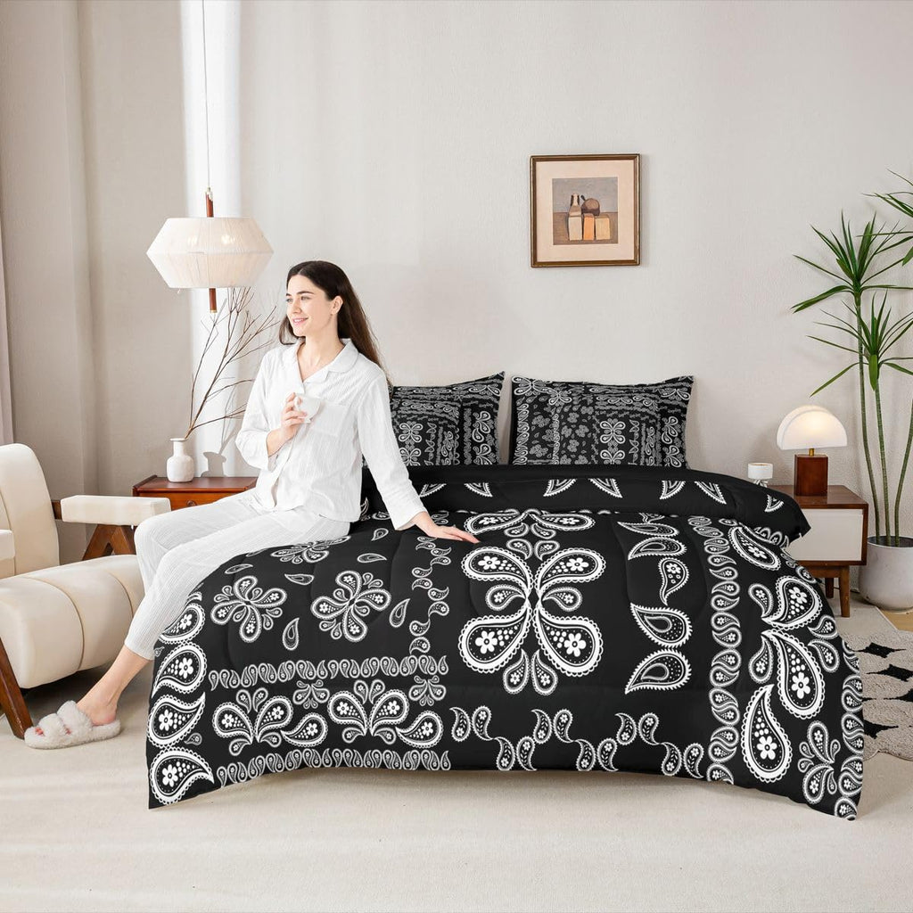 Paisley Comforter Set Queen Size 7 Pieces Boho Jacquard